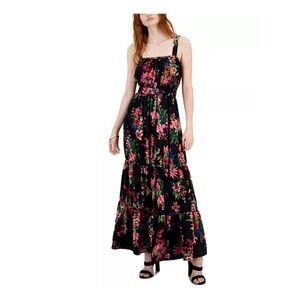 Inc InternationalConcept Empire Waist Maxi Dress XL Tiered Layered Tropical Pink